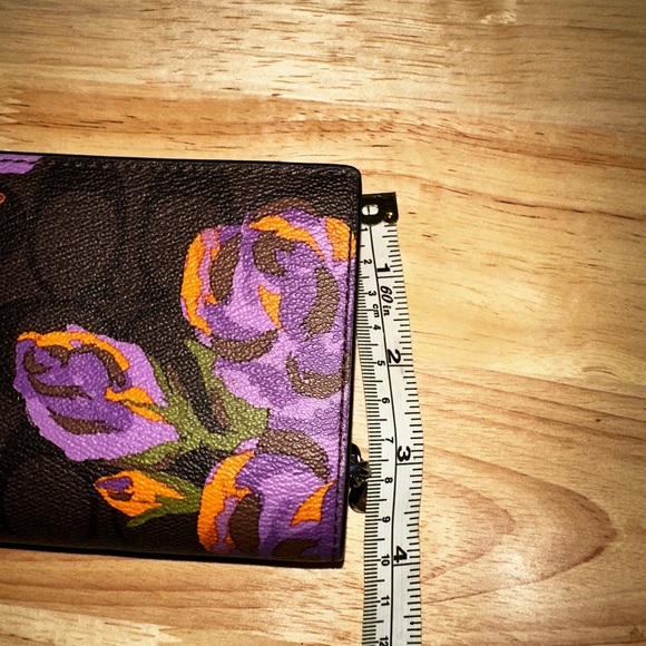 Coach Brown Wallet with Purple and Orange Floral Design - Picture 4 of 7